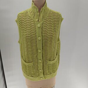 ZARA TEXTURED KNIT VEST LIMITED EDITION LIGHT GREEN crotchet knit fall cotton